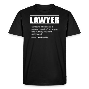 Funny Description Tea Lawyer Edition - Men's Premium Organic T-Shirt - black - Front - Nico (187cm)