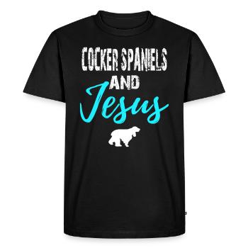 Cocker Spaniels And Jesus - Chrisitan - T-shirt Premium bio Homme - noir - Devant - Nico (187cm)