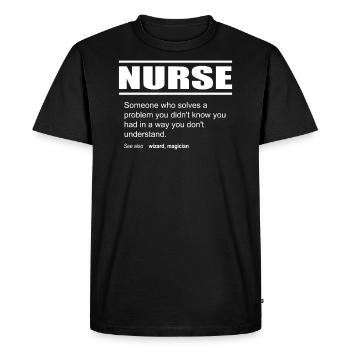 Funny Description Shirt Nurse Edition - Men's Premium Organic T-Shirt - black - Front - Nico (187cm)