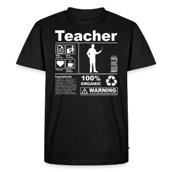 Teacher Product Description - Men's Premium Organic T-Shirt - black - Front - Nico (187cm)