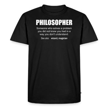 Description du philosophe - T-shirt Premium bio Homme - noir - Devant - Nico (187cm)