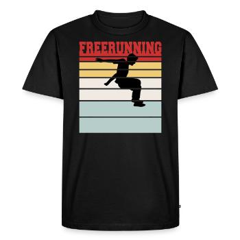 T-shirt rétro de l'équipe de freerunning - T-shirt Premium bio Homme - noir - Devant - Nico (187cm)