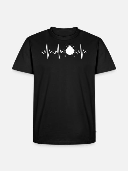 Ladybug Heartbeat - Männer Premium Bio T-Shirt - Schwarz