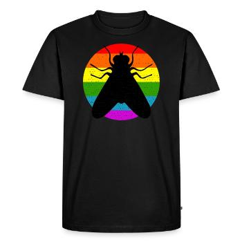 Mouche arc-en-ciel - T-shirt Premium bio Homme - noir - Devant - Nico (187cm)