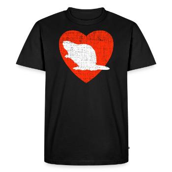 Coeur pour castors - T-shirt Premium bio Homme - noir - Devant - Nico (187cm)