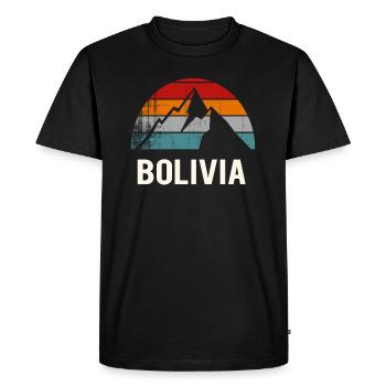 Bolivie retro montagne nature Bolivie - T-shirt Premium bio Homme - noir - Devant - Nico (187cm)