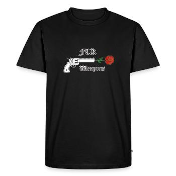 Fck Weapons pistol with Rose Peace demo  - Men's Premium Organic T-Shirt - black - Front - Nico (187cm)