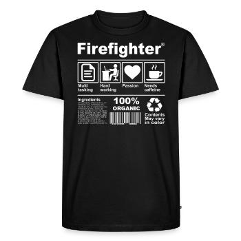 Firefighter - Men's Premium Organic T-Shirt - black - Front - Nico (187cm)