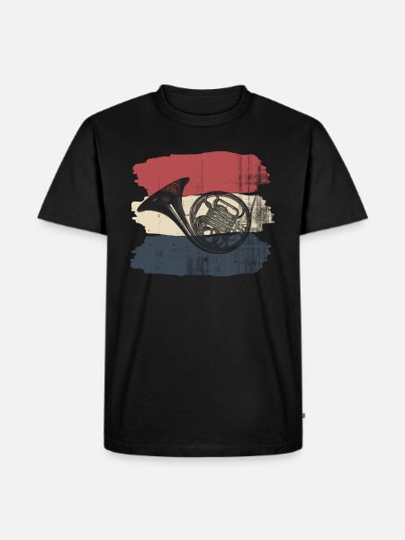 French horn retro - Men's Premium Organic T-Shirt - black