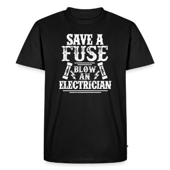 Electrician Electricity Electrics Electronics Gift - Men's Premium Organic T-Shirt - black - Front - Nico (187cm)