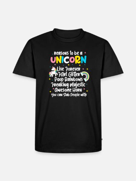 Einhorn - Männer Premium Bio T-Shirt - Schwarz