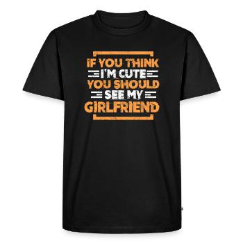 Couples copine relation partenaire copain - T-shirt Premium bio Homme - noir - Devant - Nico (187cm)