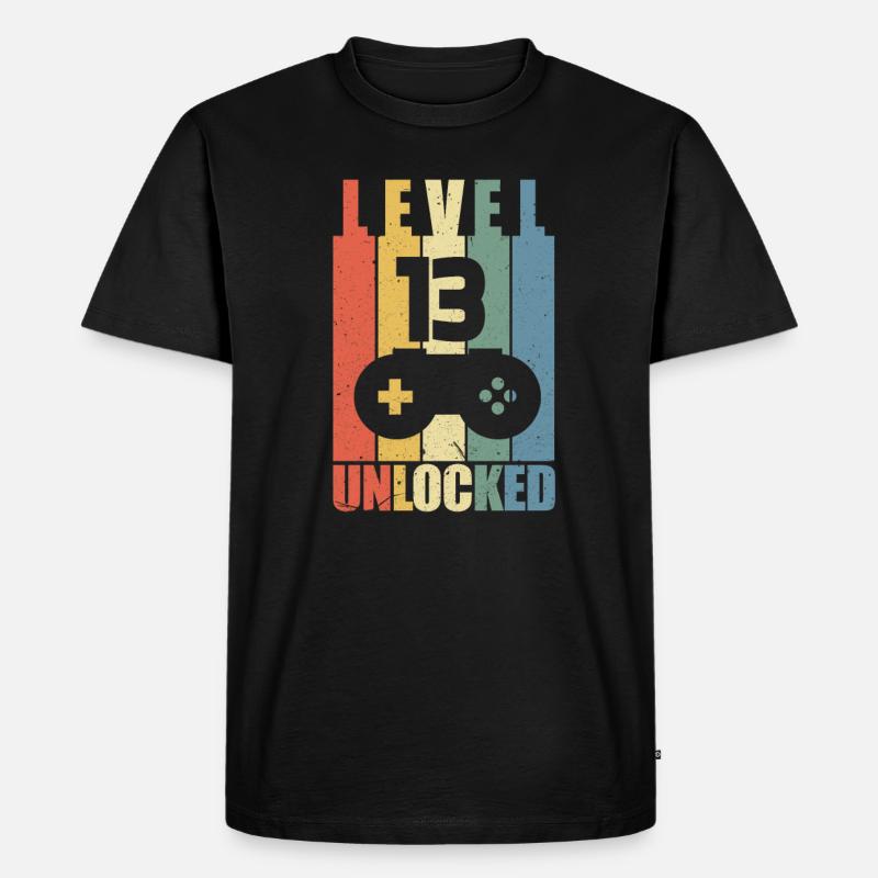 Level 13 - Männer Premium Bio T-Shirt - Schwarz