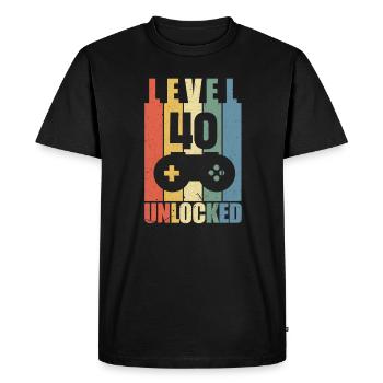 Level 40 - Men's Premium Organic T-Shirt - black - Front - Nico (187cm)