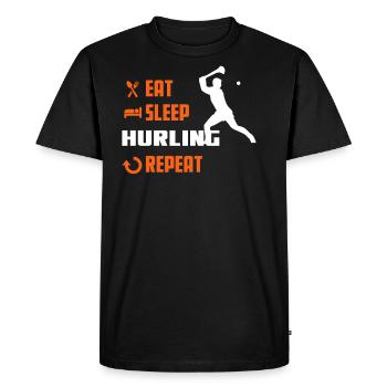 EAT SLEEP HURLING - Interest Shirt - Men's Premium Organic T-Shirt - black - Front - Nico (187cm)