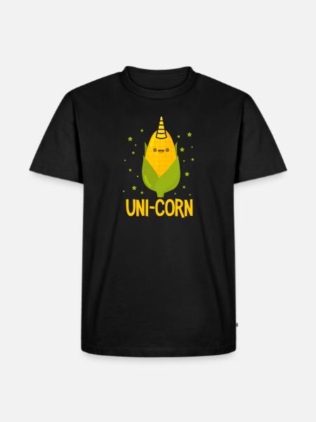 Einhorn Mais - Männer Premium Bio T-Shirt - Schwarz