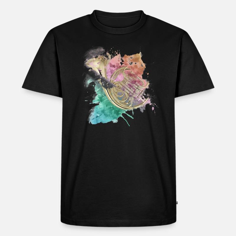 Horn - Männer Premium Bio T-Shirt - Schwarz