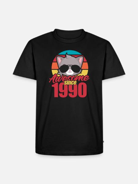 1990 chat - T-shirt Premium bio Homme - noir