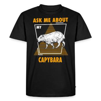 Ask Me About My Capybaras - Men's Premium Organic T-Shirt - black - Front - Nico (187cm)