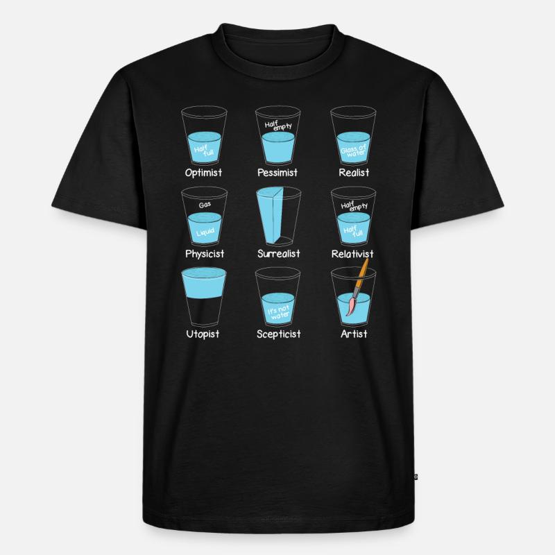 Mindset Wasserglas Einstellung - Männer Premium Bio T-Shirt - Schwarz