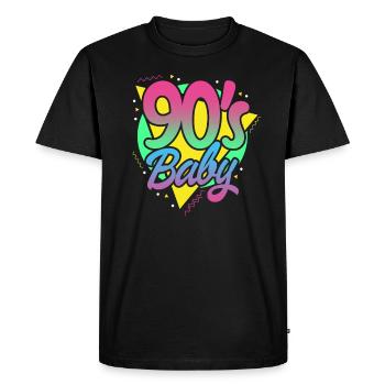 90s nineties 90s retro vintage gift - Men's Premium Organic T-Shirt - black - Front - Nico (187cm)