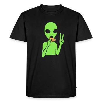 Alien Pizza Ufo Extraterrestrial Gift - Men's Premium Organic T-Shirt - black - Front - Nico (187cm)