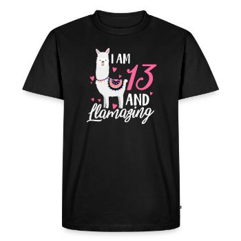 Lama du 13e anniversaire - T-shirt Premium bio Homme - noir - Devant - Nico (187cm)