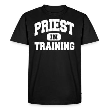 Priest In Training - Men's Premium Organic T-Shirt - black - Front - Nico (187cm)