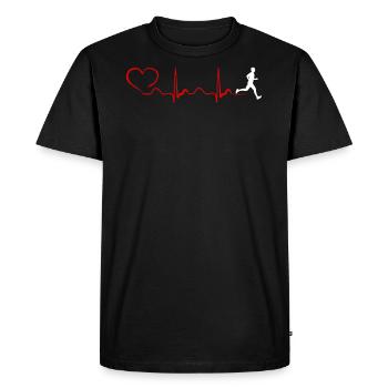 Triathlon Heartbeat And Heart - Men's Premium Organic T-Shirt - black - Front - Nico (187cm)