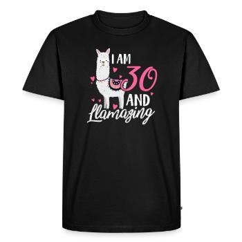 30e anniversaire de lama - T-shirt Premium bio Homme - noir - Devant - Nico (187cm)