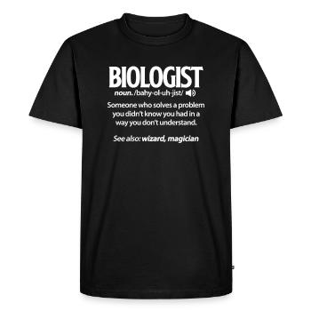 biologist - Men's Premium Organic T-Shirt - black - Front - Nico (187cm)