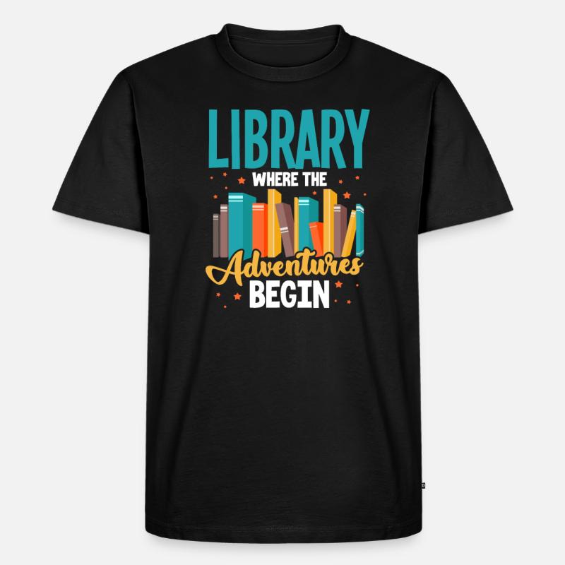 Bibliothek - Männer Premium Bio T-Shirt - Schwarz