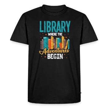 Livres de bibliothèque lecture livre rat de bibliothèque cadeau - T-shirt Premium bio Homme - noir - Devant - Nico (187cm)