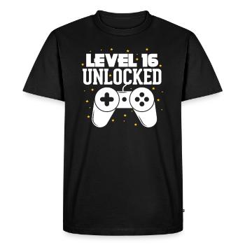 Niveau 16 Gaming Gift 16e anniversaire Gamer - T-shirt Premium bio Homme - noir - Devant - Nico (187cm)
