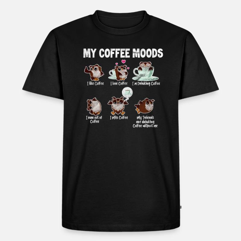Kaffee Eule - Männer Premium Bio T-Shirt - Schwarz