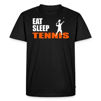 MANGER. DORMIR. TENNIS. RÉPÉTER. - T-shirt Premium bio Homme - noir - Devant - Nico (187cm)