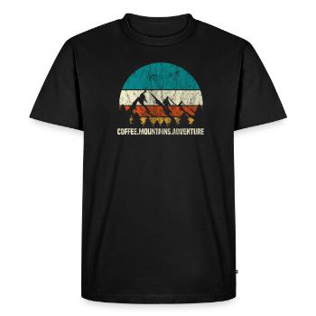 Coffee mountains adventure hiking climbing gift - Men's Premium Organic T-Shirt - black - Front - Nico (187cm)