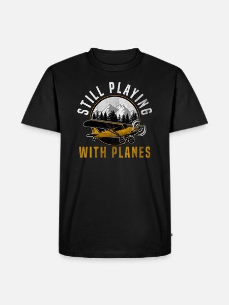 Flugzeug - Männer Premium Bio T-Shirt - Schwarz