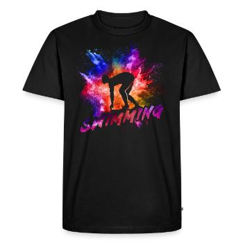 Schwimmen - Männer Premium Bio T-Shirt - Schwarz - Vorne - Nico (187cm)