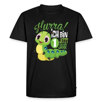 1 birthday children caterpillar - Men's Premium Organic T-Shirt - black - Front - Nico (187cm)