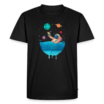 astronaut - Men's Premium Organic T-Shirt - black - Front - Nico (187cm)