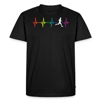Battement de coeur arc-en-ciel de triathlon - T-shirt Premium bio Homme - noir - Devant - Nico (187cm)