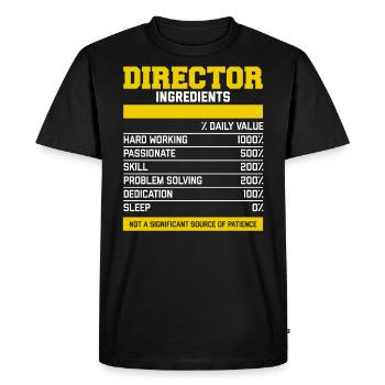 Fancy Director Ingredients T-Shirt - Men's Premium Organic T-Shirt - black - Front - Nico (187cm)