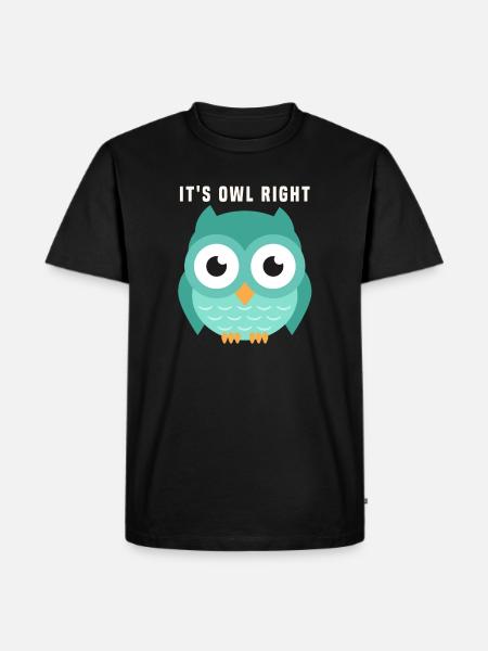 Eule - Männer Premium Bio T-Shirt - Schwarz