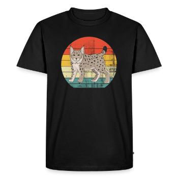 Luchs Lieblingstier - Männer Premium Bio T-Shirt - Schwarz - Vorne - Nico (187cm)