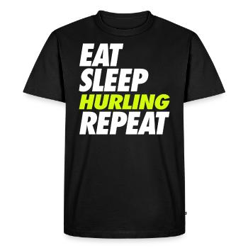 Eat Sleep Hurling Répéter - T-shirt Premium bio Homme - noir - Devant - Nico (187cm)