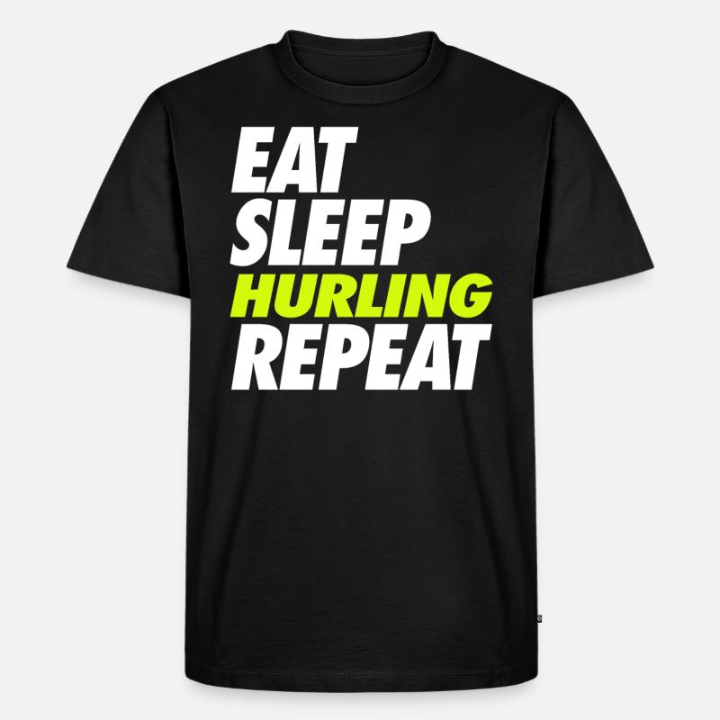 Eat Sleep Hurling Repeat - Männer Premium Bio T-Shirt - Schwarz