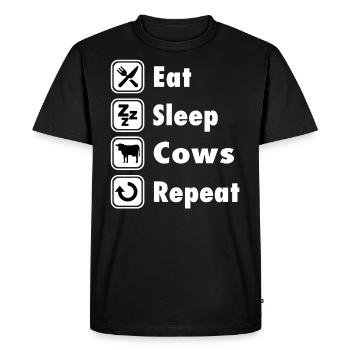 TEE - Eat Sleep Cows Repeat - Men's Premium Organic T-Shirt - black - Front - Nico (187cm)