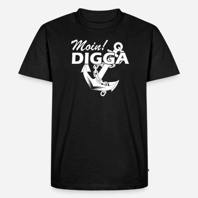 Moin Digga Anker - Männer Premium Bio T-Shirt - Schwarz
