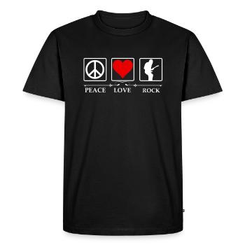 Paix amour rock and roll rock and roll - T-shirt Premium bio Homme - noir - Devant - Nico (187cm)